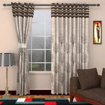 2 шт. Джутовые плотные жаккардовые шторы из дерева, коричневые Window 5 Feet (2 Pc) коричневый