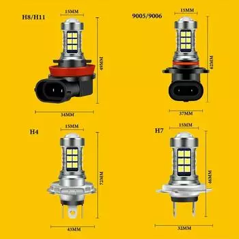 2 шт. H7 H8 H11 автомобильные противотуманные фары 9005 HB3 9006 HB4 27SMD белые светодиодные лампы для вождения автомобиля ходовые огни DRL 12 В H7