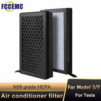 2 шт. HEPA N98 для Tesla Model 3 Model Y, активированный уголь, очиститель воздуха PM2.5, сменный комплект для кондиционера, автомобильные аксессуары