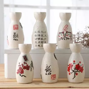 2 шт. керамическая посуда для сакэ в японском стиле, бутылка для сакэ Maneki Neko, 150 мл, диспенсер для ликера Tokkuri Sakura, бутылка для вина
