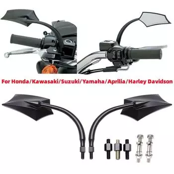 2 шт./компл. черные мотоциклетные зеркала заднего вида для Honda/Kawasaki/Suzuki/Yamaha/Aprilia/Harley