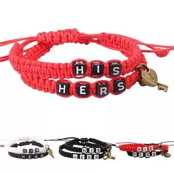 2 шт./компл. HIS HERS с буквенным замком-ключом, подвеска ручной работы для пары, браслет-браслет B