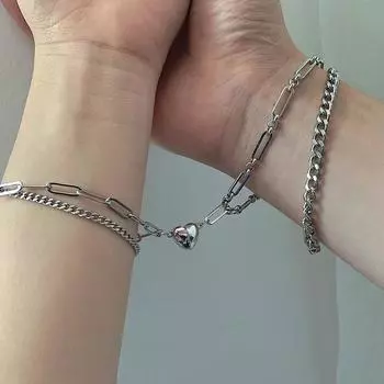 2 шт./компл. толстые браслеты-цепочки в стиле панк для пары, парные браслеты с магнитной застежкой, браслет-манжета с магнитной застежкой, браслет-манжета для женщин и мужчин, модный фестиваль, ювелирные изделия, подарки