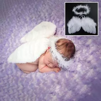 2 шт./комплект реквизит для фотосъемки новорожденных, повязка на голову с крыльями ангела и перьями, декоративная повязка на голову с белыми крыльями ангела