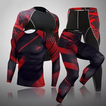 2 шт., комплект термобелья для мужчин Long Johns, леггинсы для фитнеса, компрессионный спортивный костюм, нижнее белье S