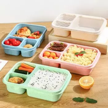 2 шт. Контейнеры для ланч-боксов Bento для взрослых и детей. Многоразовые коробки для закусок с 3 отделениями. Контейнеры для приготовления еды без BPA для школьных рабочих поездок. бежевый