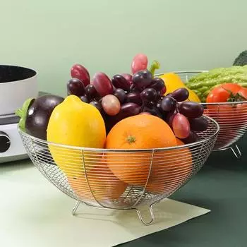 2 шт. корзина для фруктов из нержавеющей стали для кухонного стола металлические проволочные корзины для фруктов овощей закусок кухонный аксессуар 20 cm 2pcs