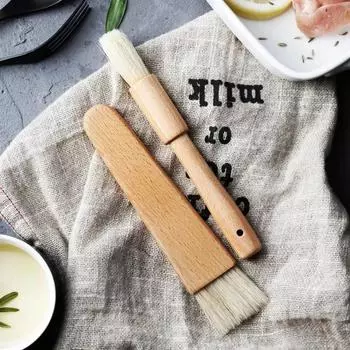 2 шт. Кухонная кисть для масла с натуральной щетиной и деревянной ручкой, кисточка для поливки для гриля, барбекю, выпечки, инструментов для выпечки кондитерских изделий