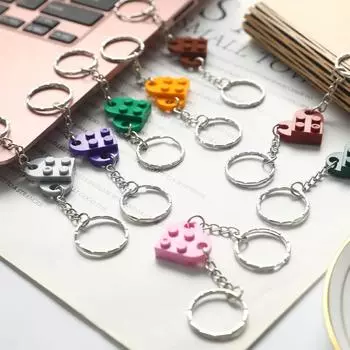 2 шт. Love Heart Brick Keychain Elements Key Ring Birthday Jewelry Gift розовый