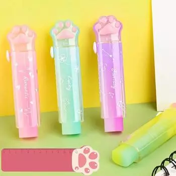 2 шт. милые ластики в виде кошачьих лапок Kawaii Push-pull Design резиновые ластики для детей, студентов, письменные принадлежности для офиса, школы, канцелярские принадлежности