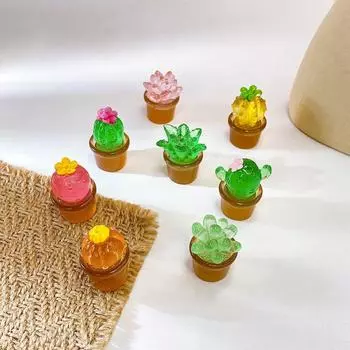 2 шт. Мини светящийся кактус в горшке, украшение для кукольного домика, украшение для гостиной, микроландшафтный орнамент, настольный декор, игрушки