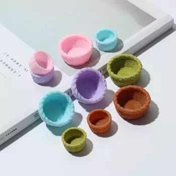 2 шт. Миниатюрная корзина для пикника для кукольного домика, корзины для хранения кукольного домика, аксессуары для украшения кукольного домика 1/12 зелёный