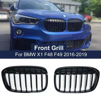 2 шт., передний бампер, решетка для почек, однолинейная для BMW X1 F48 F49 2016-51117383363 51117383364 автомобиля