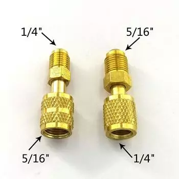 2 шт. R410a адаптер для зарядки холодильного оборудования 5/16 SAE F быстроразъемные соединения до 1/4 SAE M Flare 5/16 SAE M до 1/4 SAE для кондиционера 2pcs/set золотой