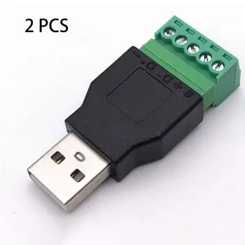 2 шт. Разъем Винтовой разъем 5-контактный USB-разъем Зарядка Винтовая клеммная колодка Штекер Папа male