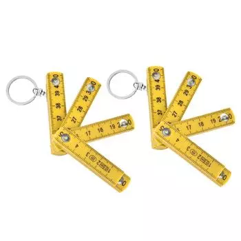 2 шт. складная линейка ABS портативная 0,5 м складная линейка с кольцом для ключей для плотницких работ укладка плитки желтый жёлтый