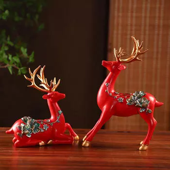 2 шт. Статуэтки оленей, фигурки оленей, подарочные украшения из смолы, скульптура лося для спальни, шкафа S