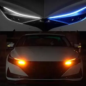 2 шт. сверхтонкие автомобильные DRL дневные ходовые огни гибкие мягкие трубки направляющие автомобильные светодиодные ленты авто водостойкие плавные указатели поворота 30cm