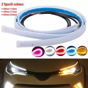 2 шт. светодиодная лента DRL, указатель поворота, желтый, яркий, гибкий указатель поворота, дневные ходовые огни для автомобильных фар 12 В 30cm