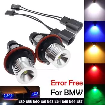 2 шт. светодиодные габаритные огни «ангельские глазки» для BMW E39 E53 E60 E61 E63 E64 E65 E66 E87 525i 530i xi 545i M5 без ошибок 2x5 Вт синий