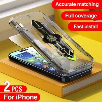 2 шт. точная защитная пленка с полным покрытием для iPhone 14 13 12 11 Pro Max XS X XR закаленное стекло быстрая установка iPhone X XS (11Pro) чистый