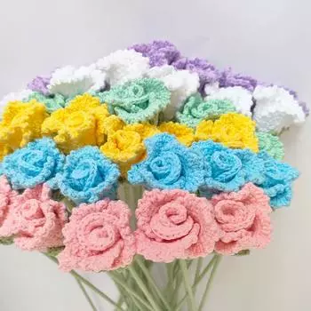 2 шт./упак. Украшение для дома своими руками Букет крючком Искусственный цветок Новогодний подарок День святого Валентина Ручная вязка Эустома Цветок