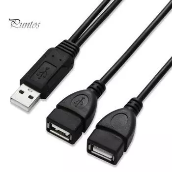 2 шт. USB 2.0 A штекер на 2 гнезда Y разветвитель шнур питания адаптер удлинительные кабели 25cm чёрный