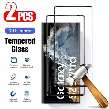 2 шт. закаленное стекло для Samsung Galaxy S22 Ultra S21 S23 Plus защитное стекло для S20 S21 FE S24 Plus S22 защитная пленка для экрана Note 8 чистый