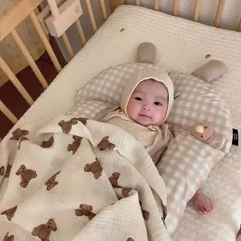 2-слойные детские одеяла с медвежьим принтом, хлопковое детское спальное одеяло с кондиционером, детское спальное одеяло 90*130cm