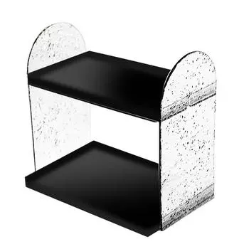 2 Tier Desk Organizer Double Layer Storage Rack Transparent Desktop Stand Holder for Stationery прозрачный черный