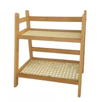 2-Tier Storage Shelf Rustic Wooden Desktop Stand Display Rack Trapezoidal Storage Organizer for Home Office Desk Kitchen Countertop S