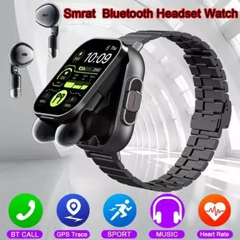 2 в 1 AMOLED экран Смарт-часы для мужчин с наушниками Bluetooth гарнитура динамик трекер музыкальные спортивные часы мужские водонепроницаемые Смарт-часы