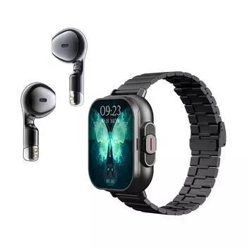 2 в 1 AMOLED экран Смарт-часы для мужчин с наушниками Bluetooth гарнитура динамик трекер музыкальные спортивные часы мужские водонепроницаемые Смарт-часы чёрный