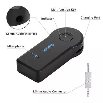 2-в-1 AUX Bluetooth приемник приемник беспроводной аудио 3,5 мм беспроводной автомобильный адаптер стерео автомобильный Bluetooth автомобильный аудио MP3 Aux приемник чёрный