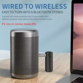 2-в-1 беспроводной аудиоадаптер Bluetooth 5.4 приемник передатчик 3,5 мм AUX Lossless Sound MIC для автомобильного динамика ТВ ПК самолет