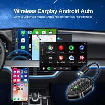 2 в 1 беспроводной CarPlay Android Auto беспроводной адаптер Smart Mini Box Plug And Play WiFi быстрое подключение универсальный для Nissan Toyota чёрный