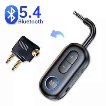 2 в 1 Bluetooth 5.4 аудио передатчик приемник 3.5 мм AUX Hifi стерео музыкальный беспроводной адаптер с микрофоном для автомобиля самолета ТВ ПК динамик гарнитуры
