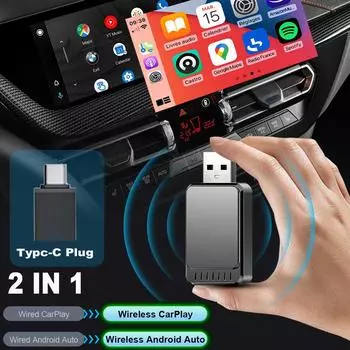 2 в 1 CarPlay и Android Auto Mini Ai Box беспроводной адаптер Carplay проводное подключение к беспроводному Bluetooth WiFi подключение Plug and Play