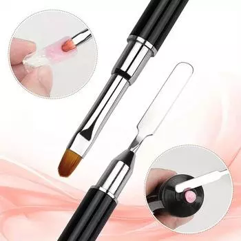 2 в 1 дизайн 2 шт двойная головка Polynail гелевая кисть селектор кисть для ногтей и шпатель из нержавеющей стали гелевый наращивание ногтей гелем инструмент