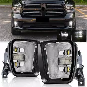 2-в-1 для Dodge Ram 1500 2013 2014 2015 2016 2017 2018 светодиодные противотуманные фары DRL дневные ходовые огни белые водонепроницаемые автомобильные аксессуары