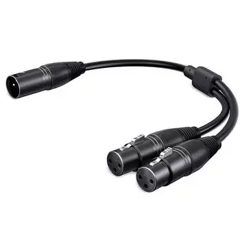 2 в 1 кабель-разветвитель Xlr Xlr «папа» и двойной Xlr «мама» Y-образный разветвитель 3-контактный балансный микрофонный кабель чёрный