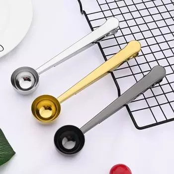 2 в 1 кофейная ложка из нержавеющей стали, уплотнительный зажим, кухонные золотые аксессуары, украшение для кафе Expresso Cucharilla серебряный