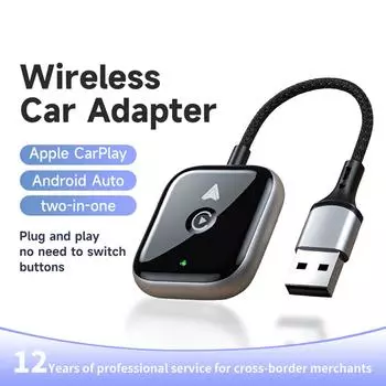 2 в 1 мини-коробка беспроводной адаптер Carplay Android Auto IOS Dongle Apple Carplay проводной к беспроводной 5Ghz быстрое подключение чёрный