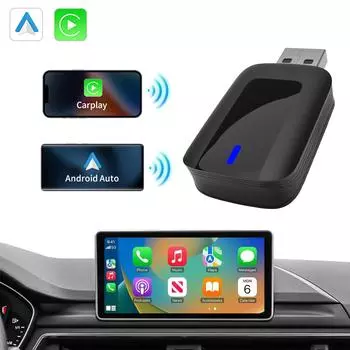 2 в 1 НОВЫЙ беспроводной CarPlay Android Auto беспроводной адаптер Smart Mini AI Box Plug And Play WiFi быстрое подключение универсальный для Nissan чёрный