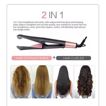 2 в 1 Профессиональный утюжок для завивки и выпрямления волос Twist Iron Splint с отрицательными ионами, мгновенный нагрев, выпрямитель и бигуди для волос us
