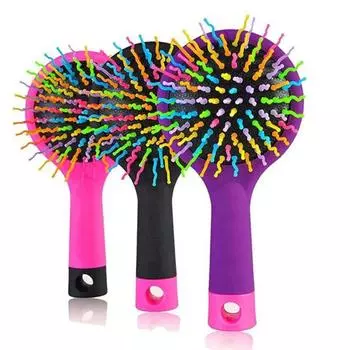 2 в 1 расческа для девочек Rainbow S-Curl, зеркальная расческа, волнистая щетка, антистатический массаж чёрный
