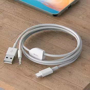 2-в-1 Тип-C Автомобильный аудио кабель Провод 1 Сплит 2 Тип C к USB A 3,5 мм AUX кабель HiFi Качество звука для автомобильных динамиков