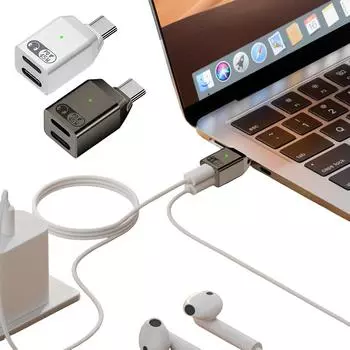 2-в-1 USB C для IOS аудио адаптер PD 60 Вт быстрая зарядка USB C папа в IOS мама наушники конвертер USB C разветвитель для iPhone 16 белый