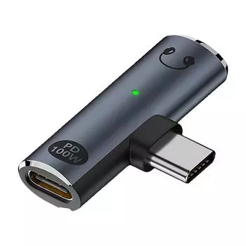 2 в 1 USB C на 3,5 мм адаптер для наушников и зарядного устройства PD 100 Вт для iPhone(черный) КДЕ