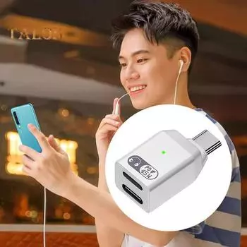 2 в 1 USB C на 8-контактный аудиоадаптер для MacBook PD 45 Вт, быстрая зарядка, двухпроводной дизайн, конвертер для наушников, разветвитель USB C для AirPods Pro белый